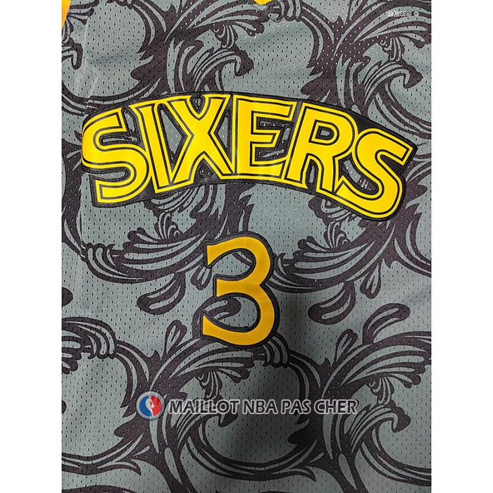 Maillot Philadelphia 76ers Allen Iverson NO 3 Mitchel & Ness 1996-97 Noir